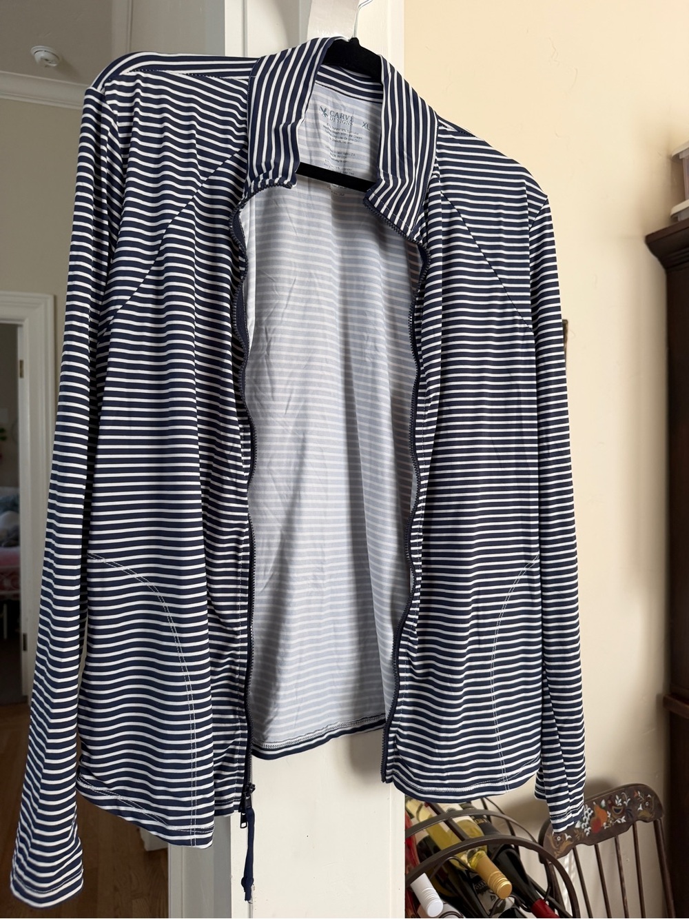Carve Designs Navy and White Striped Zip-Up Utility Jacket